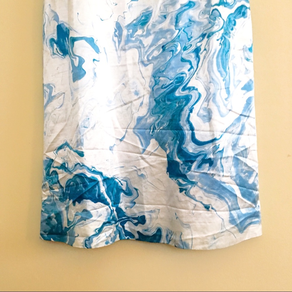 Anthro Maeve Shift Dress Watercolor Blue Marble 2 - Picture 5 of 7